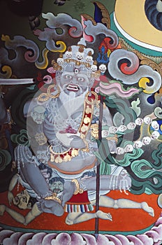 Thanka painting of Tibetan Buddhist guardian