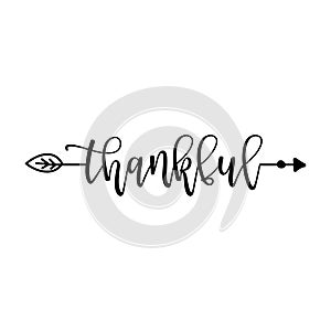 `thankful` in boho arrow - lovely lettering calligraphy quote.