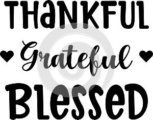 Thankful grateful blessed lettering illustration