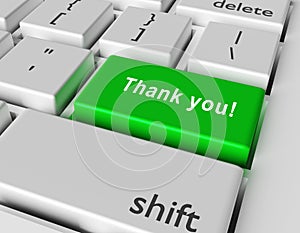 Thankfulness concept. Words Thank you! on button of computer keyboard