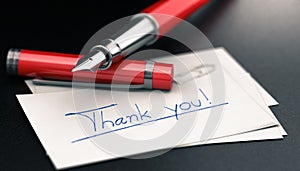 Thanking someone, Thank you card over black background