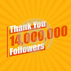 Thanks 14000000 followers, 14M followers celebration modern colorful design