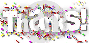 Thanks confeti text word in white background - 3d rendering photo