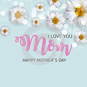 Thanks for everything, Mom. Happy Mother s Day Cute Background with Flowers. Vector Illustration