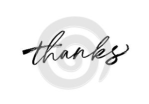 Thanks hand drawn black vector modern calligraphy.