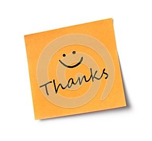 Thanks message on adhesive note