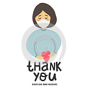 Thanks to the doctors and nurses for the fight against covid-19 coronavirus infection. You are heroes. Vector illustration