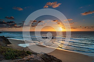 Beautiful sunset at Playa La Pared, Fuerteventura, Spain photo