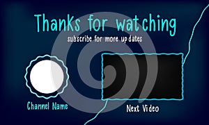 Thanks for watching outro screen blue theme