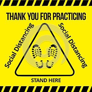 Thanks you for practicing Social Distancing stand here, Social Distancing Floor sticker Sign