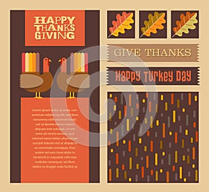 Thanksgiving and Autumn design elements with coordinating background pattern.
