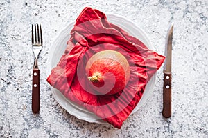 Thanksgiving autumn place setting with cutlery