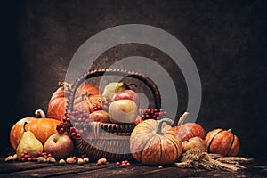 Thanksgiving background. Autumn harvest