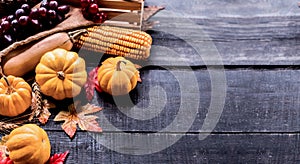 Thanksgiving background with fruit and vegetable