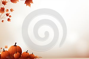 thanksgiving background with pumpkins and maple leaves