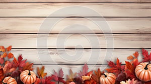 thanksgiving background with pumpkins and maple leaves