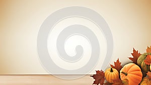 thanksgiving background with pumpkins and maple leaves