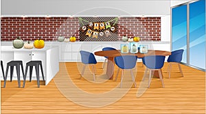 Thanksgiving Background Scene with Kitchen