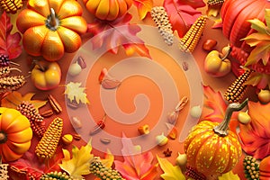 Thanksgiving Banner, Fruit and vegetable in thanksgiving day soft blurred background