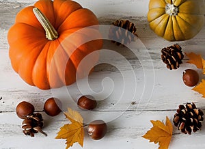 Thanksgiving border made of pumpkins
