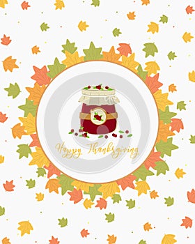 Thanksgiving Card Design Cranberry Jam Cartoon Vector