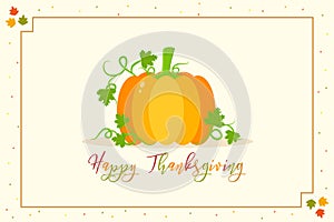 Thanksgiving Card Design Fresh Pumpkin Cartoon Vector