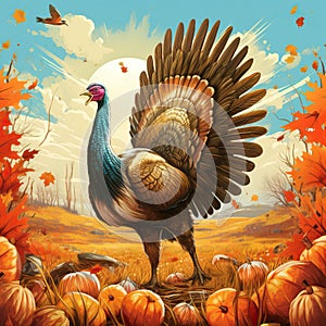 Thanksgiving card flat syle high quality ai generated image