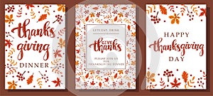 Thanksgiving cards with autumn leaves