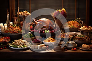 Thanksgiving catering display with a spread of