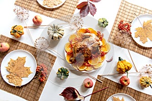 Thanksgiving celebration traditional dinner setting food concept