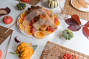 Thanksgiving celebration traditional dinner setting food concept