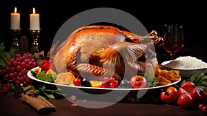 Thanksgiving celebration traditional dinner setting meal concept background