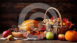 Thanksgiving celebration traditional dinner setting meal concept background