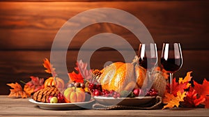 Thanksgiving celebration traditional dinner setting meal concept background