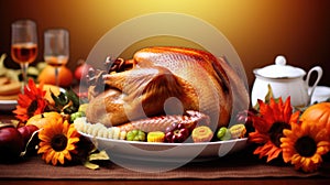 Thanksgiving celebration traditional dinner setting meal concept background