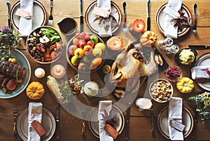 Thanksgiving Celebration Traditional Dinner Table Setting Concept