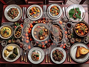 Thanksgiving Celebration Traditional Dinner Table Setting Concept