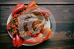 Thanksgiving or Christmas Background of Holiday Turkey