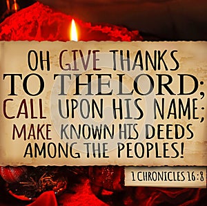 Thanksgiving 1 Chronicles 16:8 photo