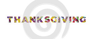 Thanksgiving Concept Retro Colorful Word Art Illustration