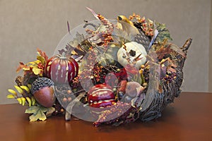 Thanksgiving cornucopia arrangement