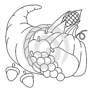 Thanksgiving Cornucopia Coloring Page for Kids