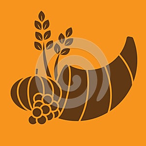 thanksgiving cornucopia with harvest fruits. Vector illustration decorative background design