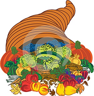 Thanksgiving Cornucopia Vector Illustration