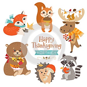 Thanksgiving cute forest animals