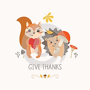 Thanksgiving cute forest animals