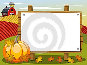 Thanksgiving day banner copyspace pumpkin in the countryside