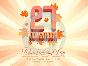 Thanksgiving Day celebration poster with date.