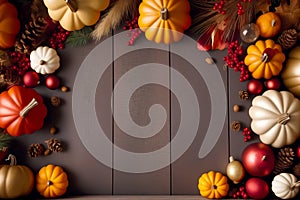 Thanksgiving day on dark wood background