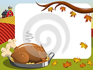 Thanksgiving day horizontal frame roast turkey countryside
